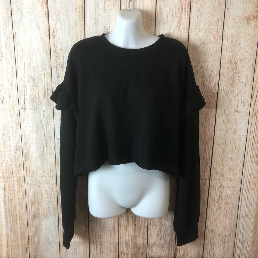 Black Ruffle Long Sleeve Sweater Top  Size: Small